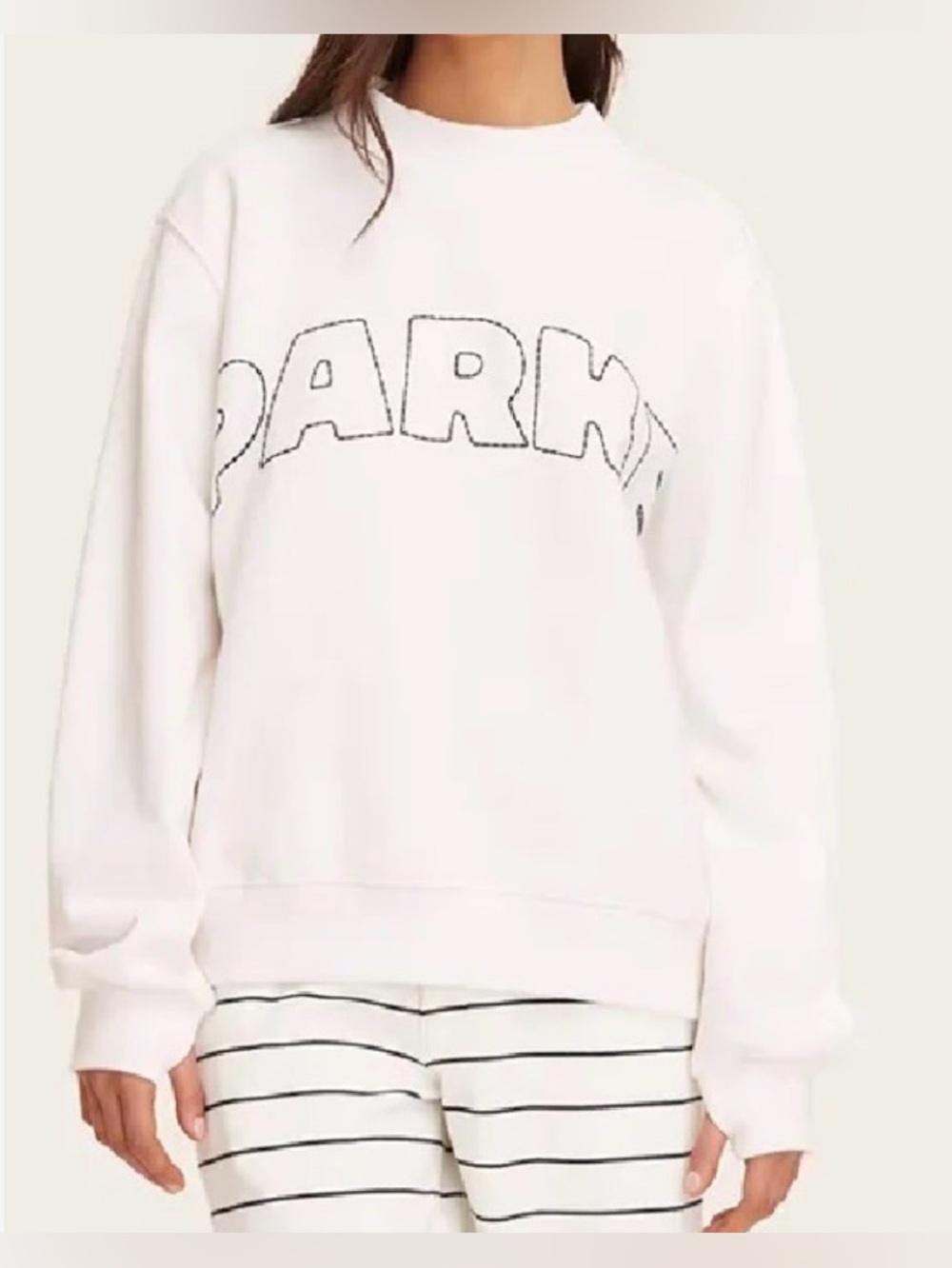 Parke White Crewneck Sweatshirt with Black Outlined Logo